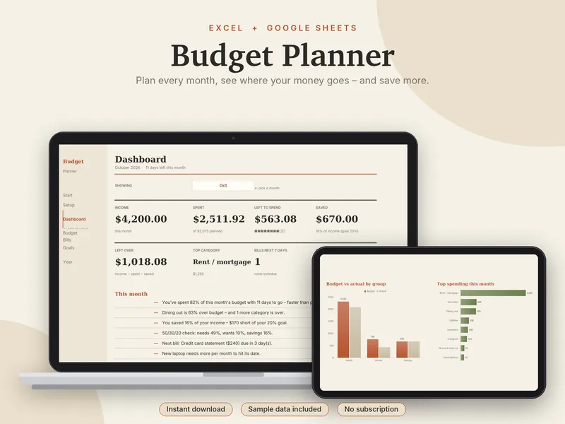 Budget Planner spreadsheet template