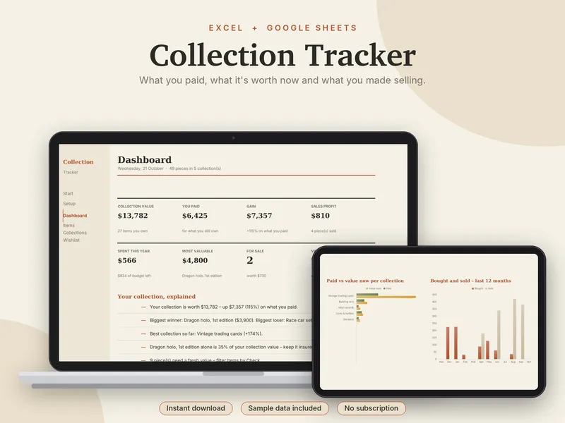 Collection Tracker spreadsheet template