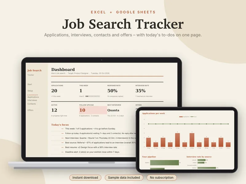 Job Search Tracker spreadsheet template