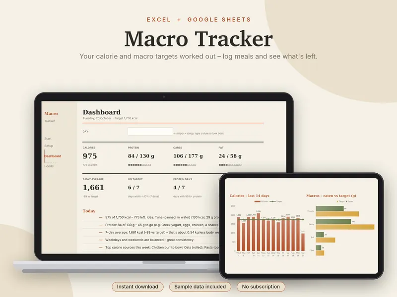 Macro Tracker spreadsheet template