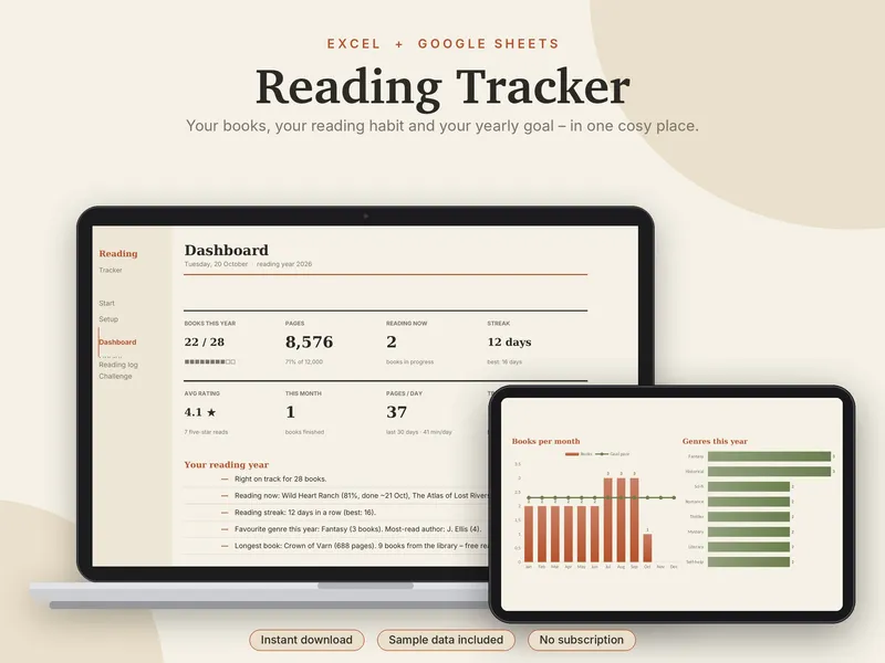 Reading Tracker spreadsheet template